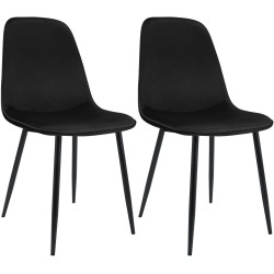 Juego de 2 sillas de comedor Maryam en terciopelo negro