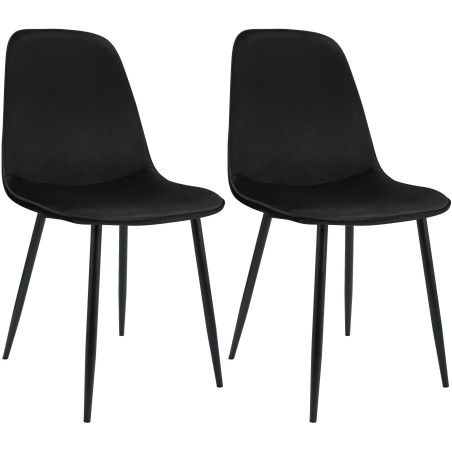 Juego de 2 sillas de comedor Maryam en terciopelo negro