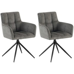 Juego de 2 sillas de comedor Jonah en tela gris oscuro