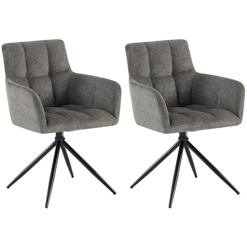Juego de 2 sillas de comedor Jonah en tela gris oscuro Juego de 2 sillas de comedor Jonah en tela gris oscuro