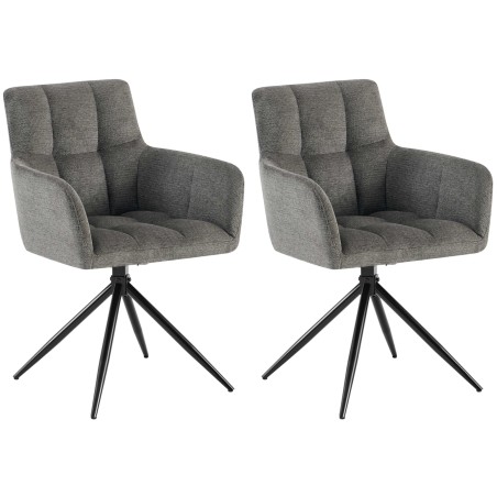 Juego de 2 sillas de comedor Jonah en tela gris oscuro
