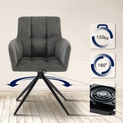 Juego de 2 sillas de comedor Jonah en tela gris oscuro Juego de 2 sillas de comedor Jonah en tela gris oscuro