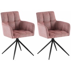 Juego de 2 sillas de comedor Jonah en tela rojo rubí
