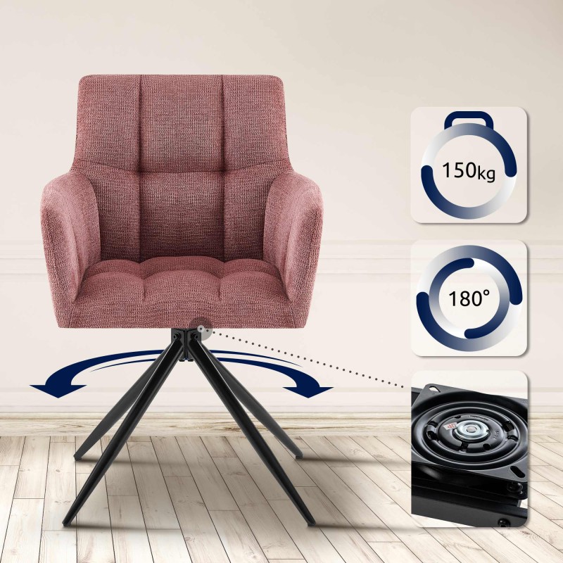 Juego de 2 sillas de comedor Jonah en tela rojo rubí