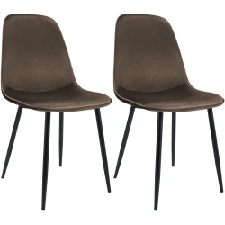 Juego de 2 sillas de comedor Maryam en terciopelo marrón