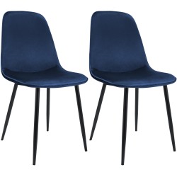 Juego de 2 sillas de comedor Maryam en terciopelo azul oscuro