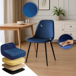 Juego de 2 sillas de comedor Maryam en terciopelo azul oscuro Juego de 2 sillas de comedor Maryam en terciopelo azul oscuro