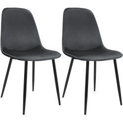 Juego de 2 sillas de comedor Maryam en terciopelo gris oscuro