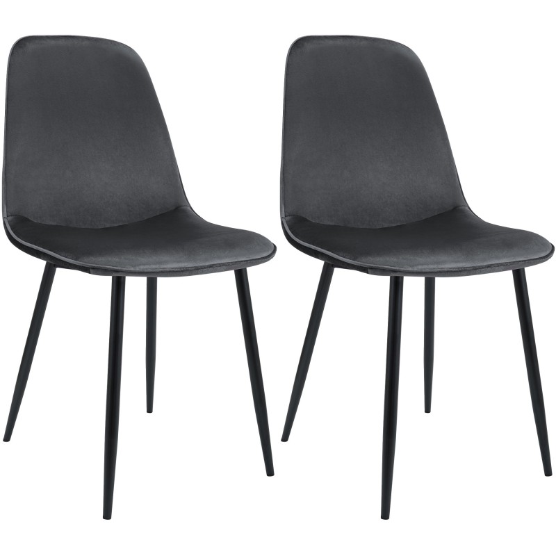 Juego de 2 sillas de comedor Maryam en terciopelo gris oscuro Juego de 2 sillas de comedor Maryam en terciopelo gris oscuro