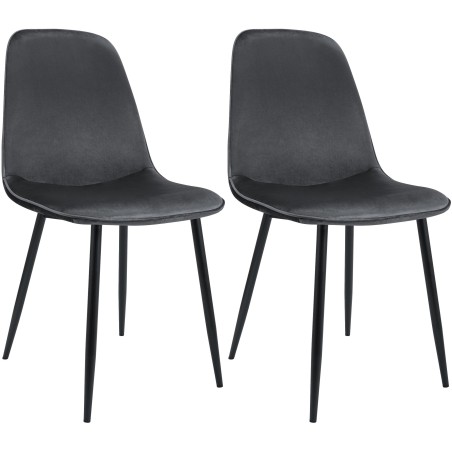 Juego de 2 sillas de comedor Maryam en terciopelo gris oscuro