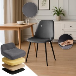 Juego de 2 sillas de comedor Maryam en terciopelo gris oscuro Juego de 2 sillas de comedor Maryam en terciopelo gris oscuro