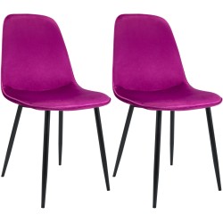 Juego de 2 sillas de comedor Maryam en terciopelo morado