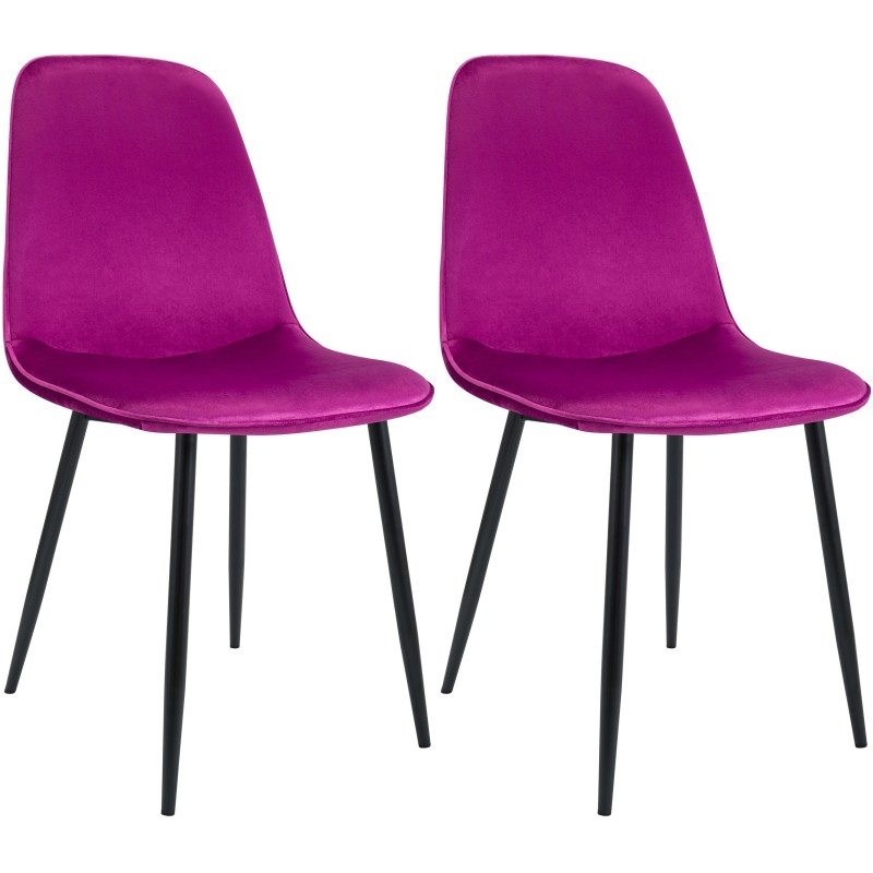 Juego de 2 sillas de comedor Maryam en terciopelo morado Juego de 2 sillas de comedor Maryam en terciopelo morado