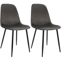 Juego de 2 sillas de comedor Maryam de terciopelo antracita