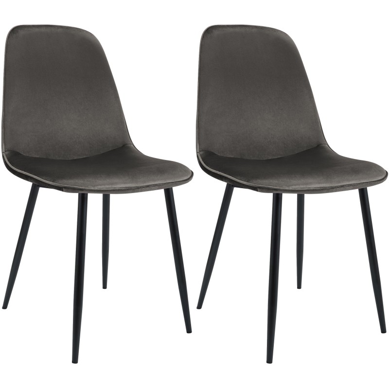 Juego de 2 sillas de comedor Maryam de terciopelo antracita Juego de 2 sillas de comedor Maryam de terciopelo antracita