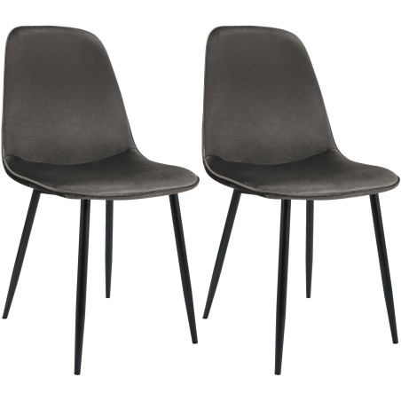 Juego de 2 sillas de comedor Maryam de terciopelo antracita