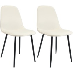 Juego de 2 sillas de comedor Maryam de terciopelo crema