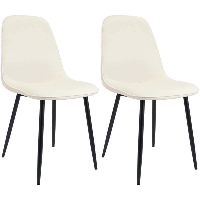 Juego de 2 sillas de comedor Maryam de terciopelo crema Juego de 2 sillas de comedor Maryam de terciopelo crema