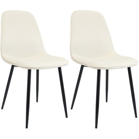 Juego de 2 sillas de comedor Maryam de terciopelo crema