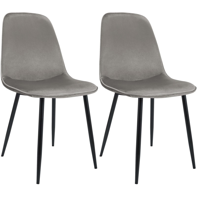 Juego de 2 sillas de comedor Maryam en terciopelo gris claro Juego de 2 sillas de comedor Maryam en terciopelo gris claro