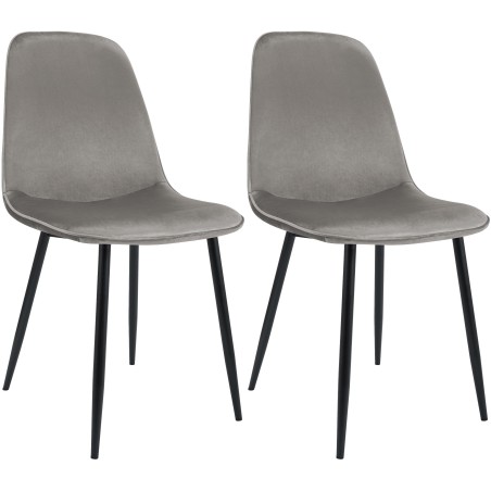 Juego de 2 sillas de comedor Maryam en terciopelo gris claro