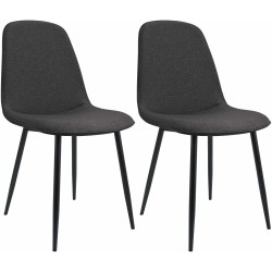 Juego de 2 sillas de comedor Maryam en tela gris oscuro