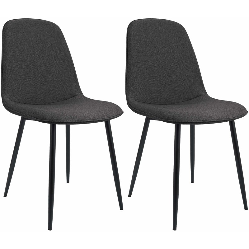 Juego de 2 sillas de comedor Maryam en tela gris oscuro Juego de 2 sillas de comedor Maryam en tela gris oscuro