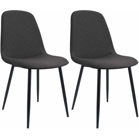 Juego de 2 sillas de comedor Maryam en tela gris oscuro
