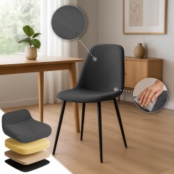 Juego de 2 sillas de comedor Maryam en tela gris oscuro Juego de 2 sillas de comedor Maryam en tela gris oscuro