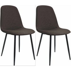 Juego de 2 sillas de comedor Maryam en tela marrón Juego de 2 sillas de comedor Maryam en tela marrón