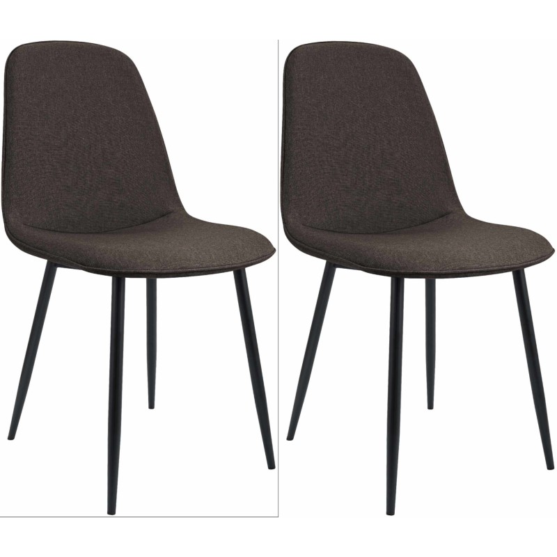 Juego de 2 sillas de comedor Maryam en tela marrón