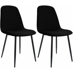 Juego de 2 sillas de comedor Maryam en tela negra