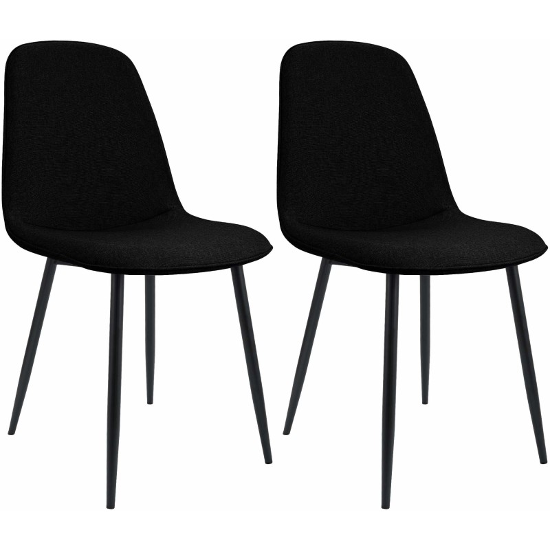 Juego de 2 sillas de comedor Maryam en tela negra Juego de 2 sillas de comedor Maryam en tela negra