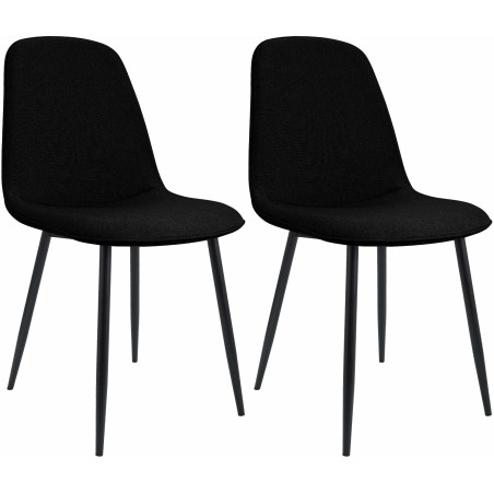 Juego de 2 sillas de comedor Maryam en tela negra