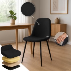Juego de 2 sillas de comedor Maryam en tela negra Juego de 2 sillas de comedor Maryam en tela negra