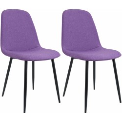 Juego de 2 sillas de comedor Maryam en tela morada Juego de 2 sillas de comedor Maryam en tela morada