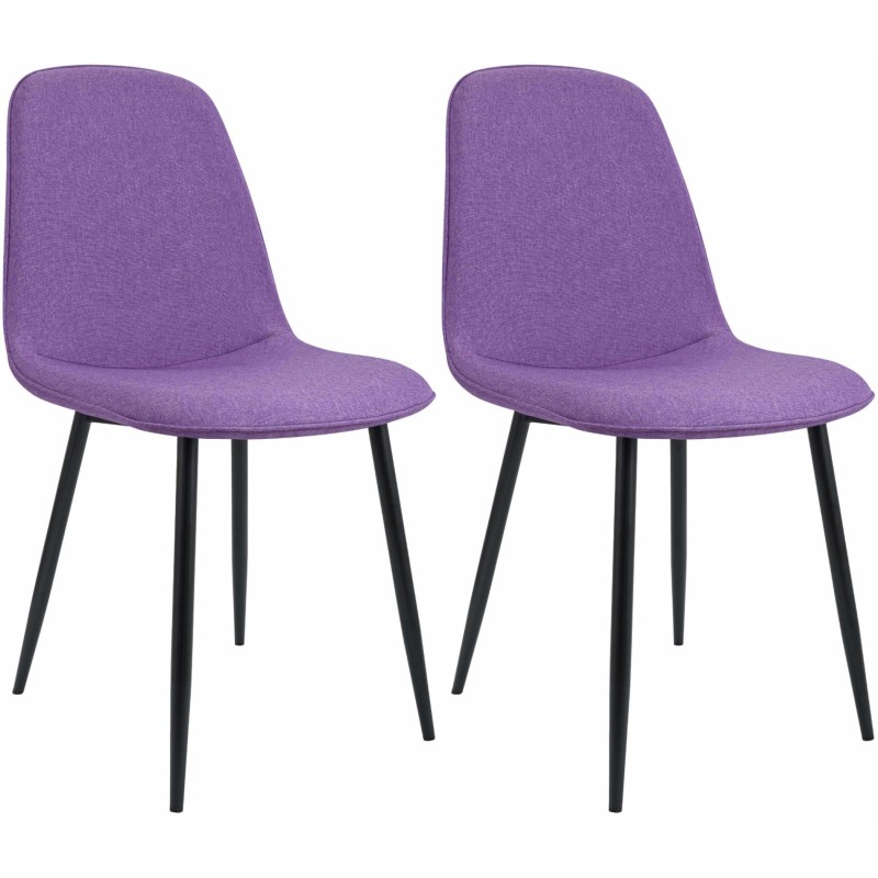 Juego de 2 sillas de comedor Maryam en tela morada