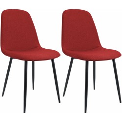 Juego de 2 sillas de comedor Maryam en tela roja