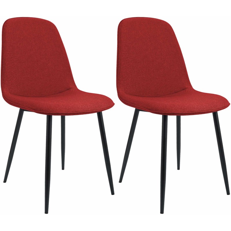 Juego de 2 sillas de comedor Maryam en tela roja Juego de 2 sillas de comedor Maryam en tela roja