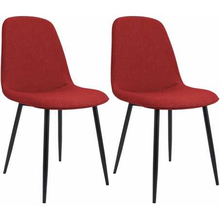 Juego de 2 sillas de comedor Maryam en tela roja