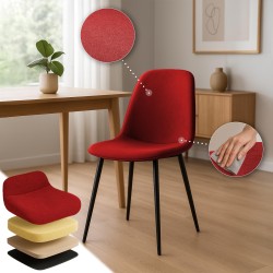 Juego de 2 sillas de comedor Maryam en tela roja Juego de 2 sillas de comedor Maryam en tela roja