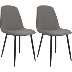 Juego de 2 sillas de comedor Maryam en tela gris claro