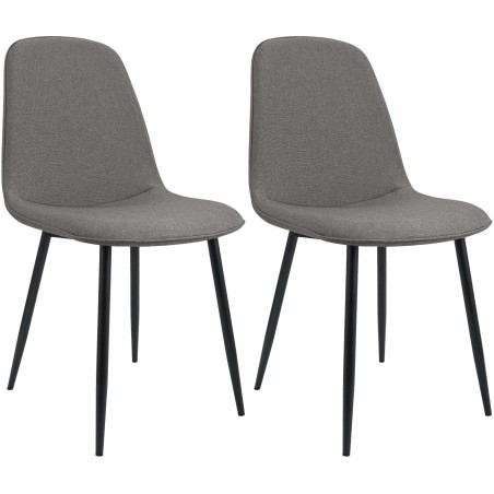 Juego de 2 sillas de comedor Maryam en tela gris claro
