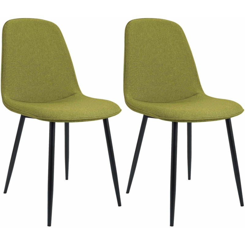 Juego de 2 sillas de comedor Maryam en tela verde Juego de 2 sillas de comedor Maryam en tela verde