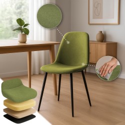 Juego de 2 sillas de comedor Maryam en tela verde Juego de 2 sillas de comedor Maryam en tela verde