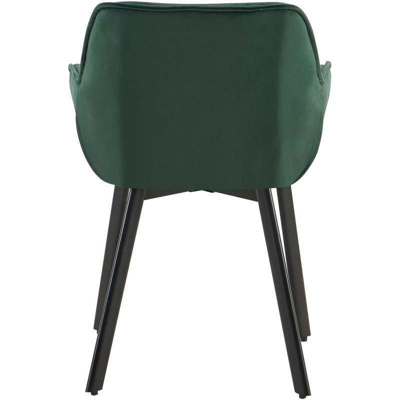 Juego de 2 sillas de comedor Antigo de terciopelo verde