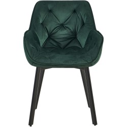 Juego de 2 sillas de comedor Antigo de terciopelo verde
