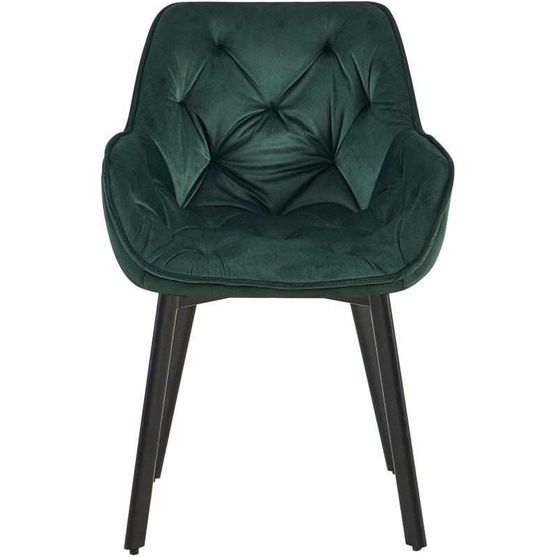 Juego de 2 sillas de comedor Antigo de terciopelo verde