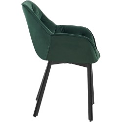 Juego de 2 sillas de comedor Antigo de terciopelo verde