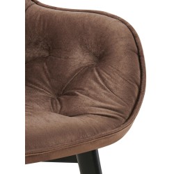 Juego de 2 sillas de comedor Antigo de terciopelo marrón